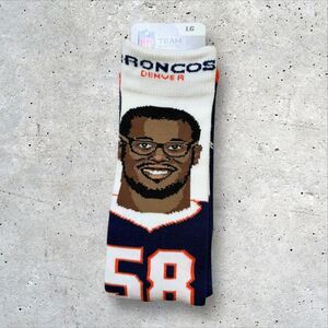 NFL Team Apparel Denver Broncos 58 Player Crew Socks Size Large NWT Navy Orange
